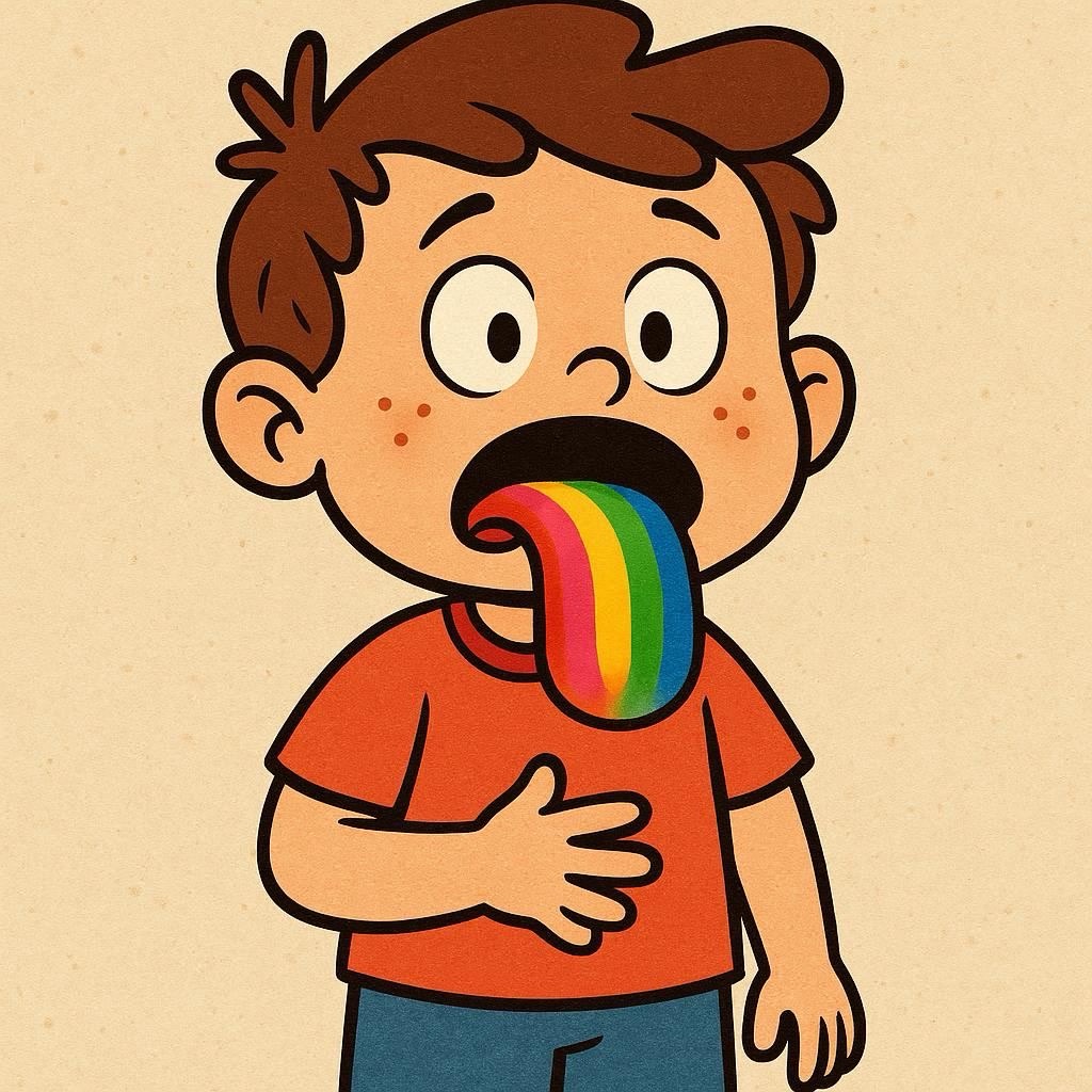 What did the kid say after he swallowed food&nbsp;coloring?