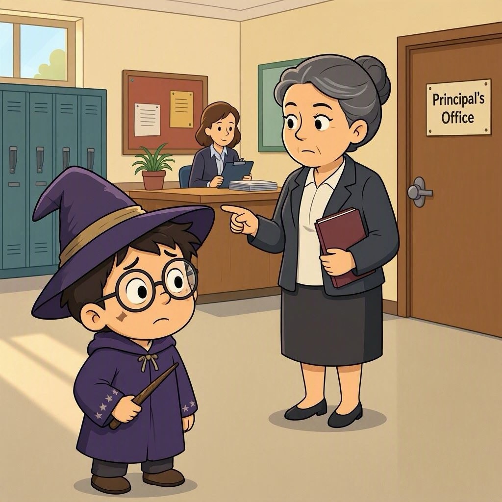 Why did Harry potter get sent to the principals office&nbsp;?